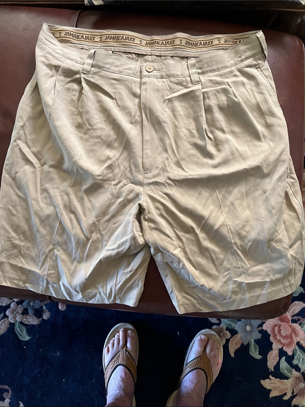 Jamaica Jaxx Men's Khaki Flat-Front Shorts - Light Tan and 100% Silk